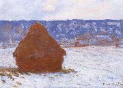 Claude Monet Grainstack in Overcast Weather,Snwo Effect oil painting reproduction
